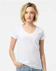 Tultex Women's Fine Jersey V-Neck T-Shirt 214
