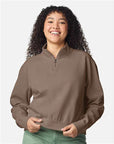 Comfort Colors Women's Garment-Dyed Mid-Length Quarter-Zip Sweatshirt 1580L