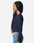 American Apparel Women's Baby Rib Long Sleeve Cropped Tee BR2107