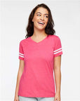 LAT Women's Football V-Neck Fine Jersey Tee 3537