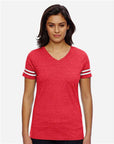 LAT Women's Football V-Neck Fine Jersey Tee 3537
