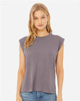 BELLA + CANVAS Women’s Flowy Rolled Cuffs Muscle Tee 8804