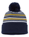 Sportsman 12" Striped Pom-Pom Cuffed Beanie SP60