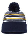 Sportsman 12" Striped Pom-Pom Cuffed Beanie SP60