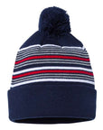 Sportsman 12" Striped Pom-Pom Cuffed Beanie SP60