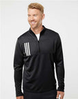 Adidas Men's 3-Stripes Double-Knit Quarter-Zip Pullover A482