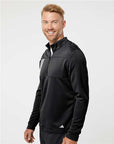 Adidas Men's 3-Stripes Double-Knit Quarter-Zip Pullover A482