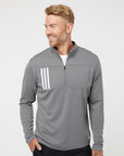 Adidas Men's 3-Stripes Double-Knit Quarter-Zip Pullover A482