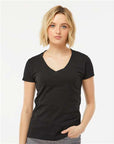 Tultex Women's Fine Jersey V-Neck T-Shirt 214