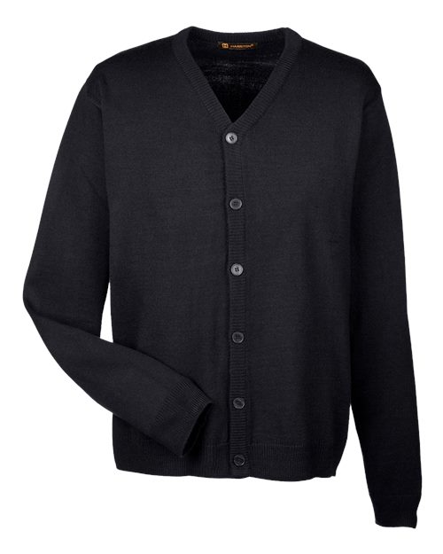 Harriton Men's Pilbloc™ V-Neck Button Cardigan Sweater M425