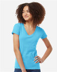 Tultex Women's Fine Jersey V-Neck T-Shirt 214