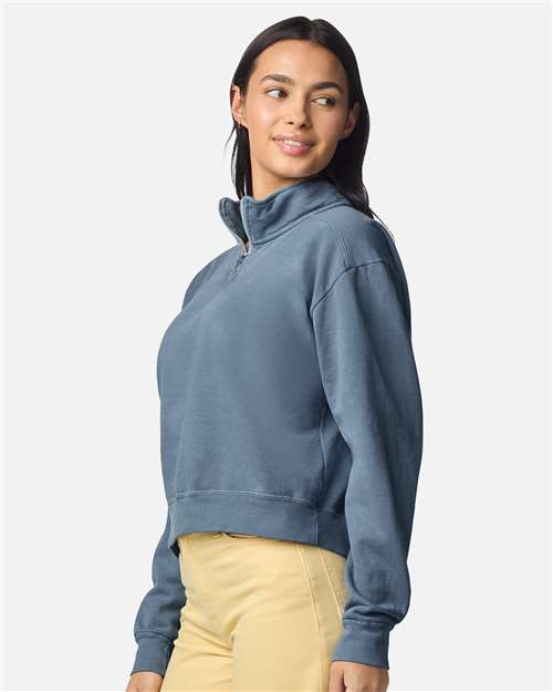 Comfort Colors Women's Garment-Dyed Mid-Length Quarter-Zip Sweatshirt 1580L