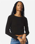 American Apparel Women's Baby Rib Long Sleeve Cropped Tee BR2107