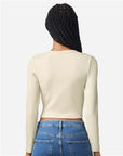 American Apparel Women's Baby Rib Long Sleeve Cropped Tee BR2107