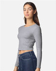 American Apparel Women's Baby Rib Long Sleeve Cropped Tee BR2107