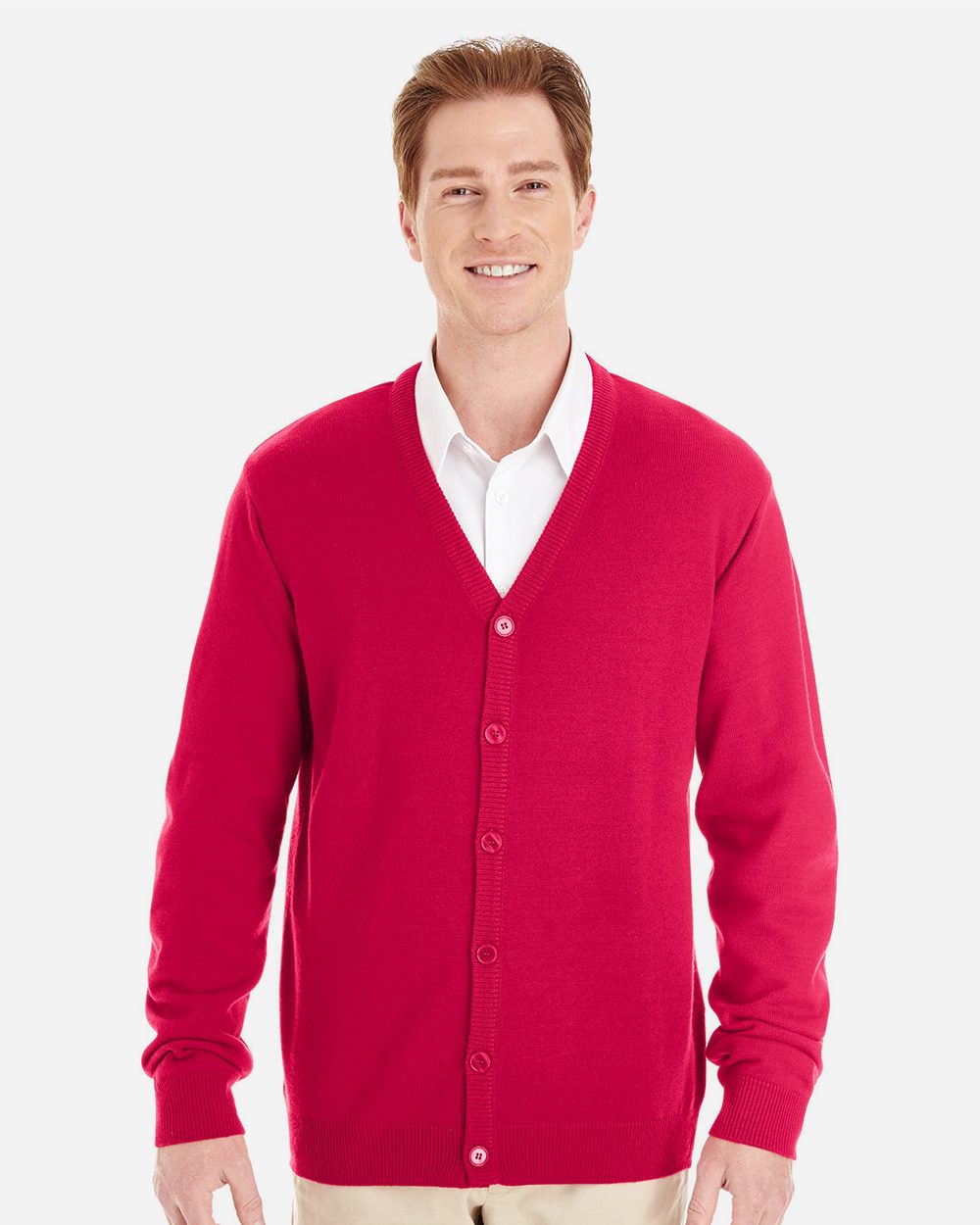 Harriton Men's Pilbloc™ V-Neck Button Cardigan Sweater M425