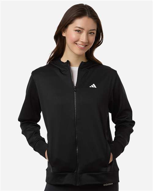 Adidas Women's Game &amp; Go Fleece Full-Zip Hooded Sweatshirt AT209