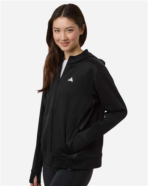 Adidas Women's Game &amp; Go Fleece Full-Zip Hooded Sweatshirt AT209