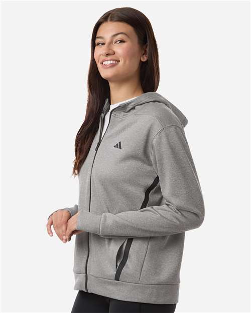 Adidas Women's Game &amp; Go Fleece Full-Zip Hooded Sweatshirt AT209