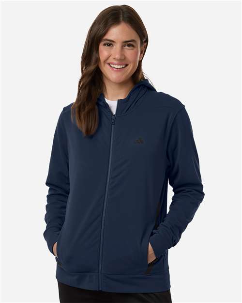 Adidas Women's Game &amp; Go Fleece Full-Zip Hooded Sweatshirt AT209