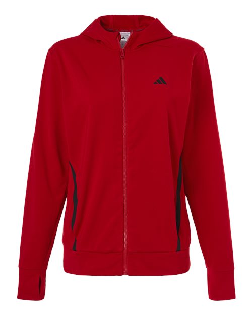 Adidas Women's Game &amp; Go Fleece Full-Zip Hooded Sweatshirt AT209