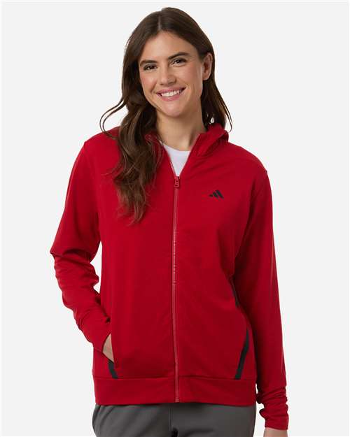 Adidas Women's Game &amp; Go Fleece Full-Zip Hooded Sweatshirt AT209