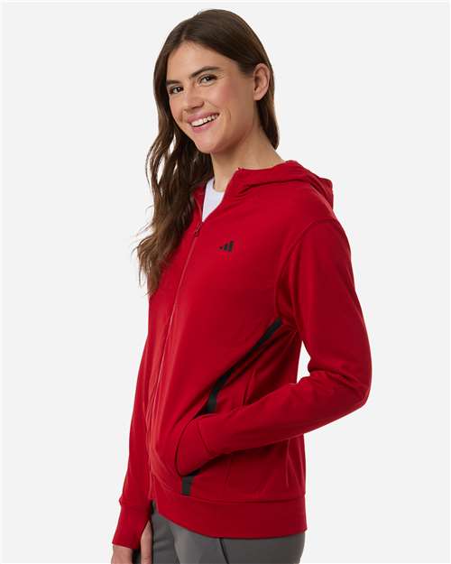 Adidas Women's Game &amp; Go Fleece Full-Zip Hooded Sweatshirt AT209