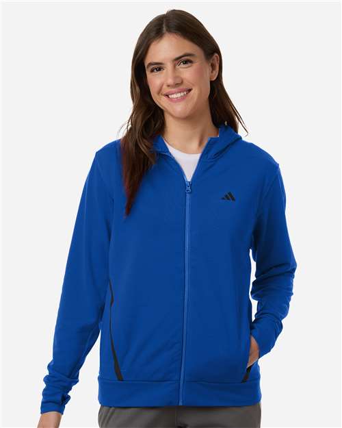Adidas Women's Game &amp; Go Fleece Full-Zip Hooded Sweatshirt AT209