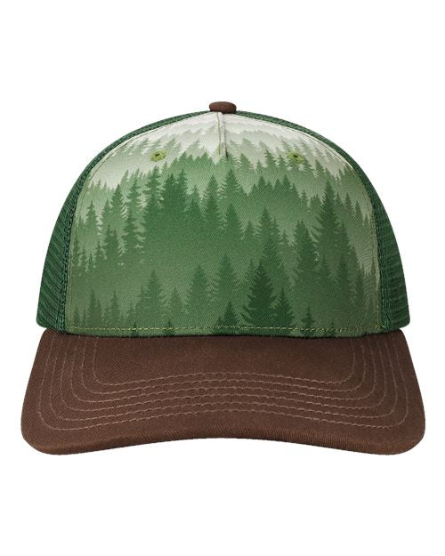 LOCALE Printed Five-Panel Trucker Cap 5PTKR