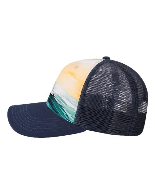 LOCALE Printed Five-Panel Trucker Cap 5PTKR