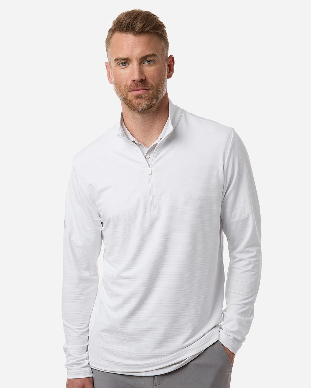 Adidas Men's Textured Stripe Quarter-Zip Pullover A708