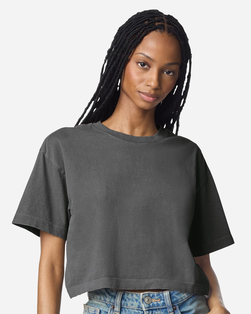 American Apparel Women's Heavyweight Cotton Garment-Dyed Boxy Cropped Tee 1302GD
