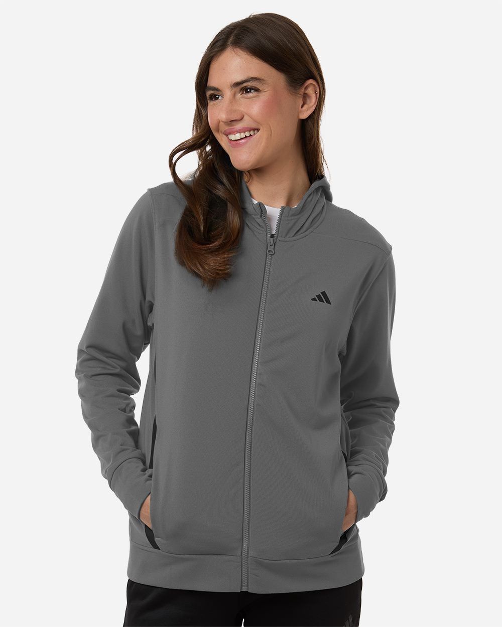 Adidas Women's Game &amp; Go Fleece Full-Zip Hooded Sweatshirt AT209