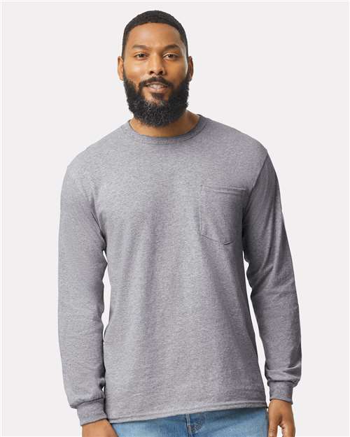 Gildan Unisex Ultra Cotton® Long Sleeve Pocket T-Shirt 2410