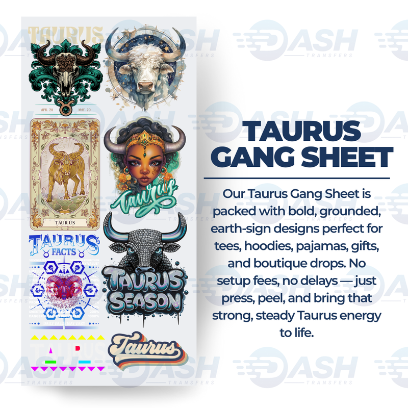 22x48 Inches Taurus Zodiac Gang sheet