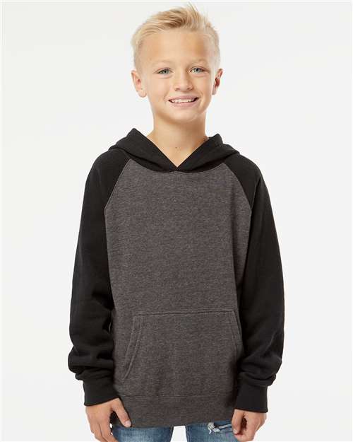 Independent Trading Co. Youth Lightweight Special Blend Raglan Hooded Sweatshirt PRM15YSB