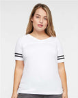 LAT Women's Football V-Neck Fine Jersey Tee 3537