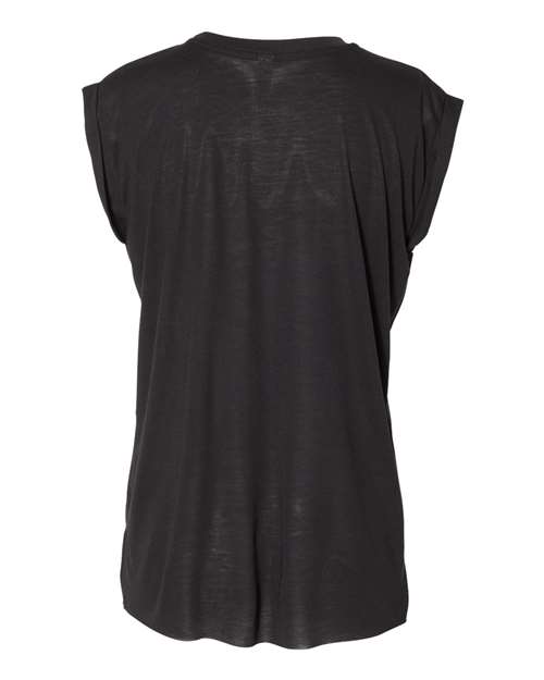 BELLA + CANVAS Women’s Flowy Rolled Cuffs Muscle Tee 8804