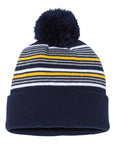 Sportsman 12" Striped Pom-Pom Cuffed Beanie SP60