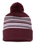 Sportsman 12" Striped Pom-Pom Cuffed Beanie SP60