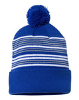 Sportsman 12" Striped Pom-Pom Cuffed Beanie SP60
