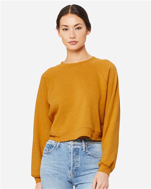 BELLA + CANVAS Women's Crop Raglan Crewneck Sweatshirt 7505