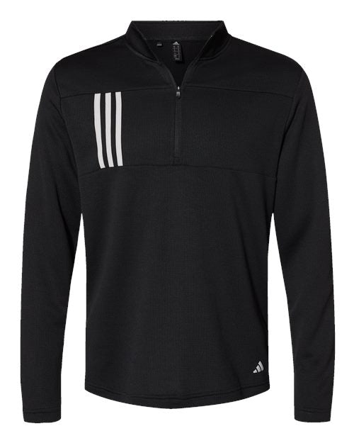 Adidas Men's 3-Stripes Double-Knit Quarter-Zip Pullover A482