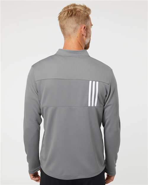 Adidas Men's 3-Stripes Double-Knit Quarter-Zip Pullover A482