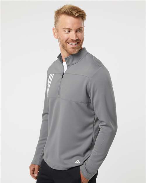 Adidas Men's 3-Stripes Double-Knit Quarter-Zip Pullover A482