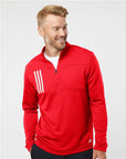Adidas Men's 3-Stripes Double-Knit Quarter-Zip Pullover A482