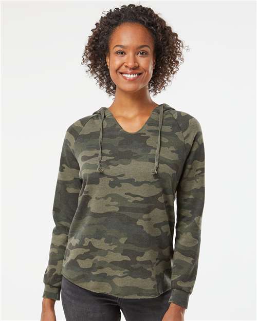 Independent Trading Co. Women’s Lightweight California Wave Wash Hooded Sweatshirt PRM2500